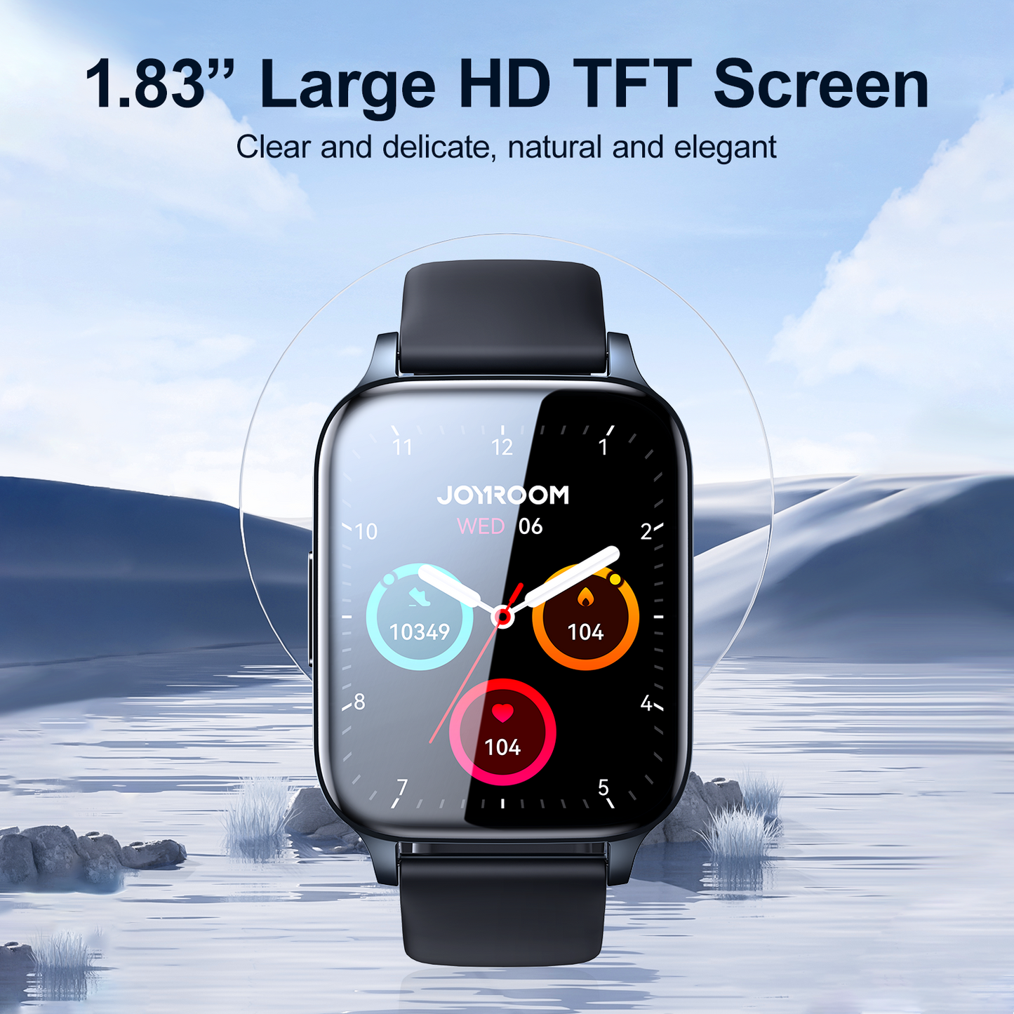 JOYROOM JR-FT3 Pro Waterproof IP68 Smartwatch With 20mm Silicone Black Strap Make/Answer Call