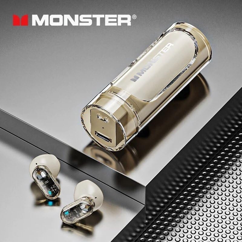 Monster XKT13 Bluetooth Earphones Gaming Headset Noise Reduction Long Standby Earbuds Rotating Transparent Shell Headphones